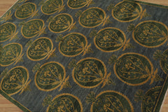 5x7 Hand Knotted Tibetan 100% Wool Michaelian & Kohlberg Traditional Oriental Area Rug Blue, Green Color