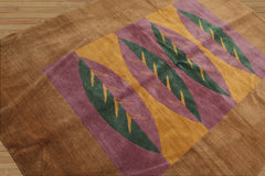 5x7 Hand Knotted Tibetan 100% Wool Michaelian & Kohlberg Traditional Oriental Area Rug Lavander, Gold Color