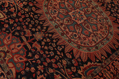 5x7 Hand Knotted 100% Wool Antique Traditional Oriental Area Rug Midnight Blue, Rose Color