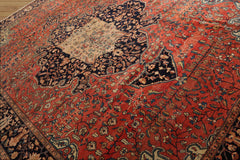 9x12 Hand Knotted 100% Wool Ferahan Traditional Oriental Area Rug Rose, Midnight Blue Color