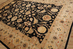 10x14 Hand Knotted 100% Wool Chobi Peshawar Traditional Oriental Area Rug Black, Beige Color