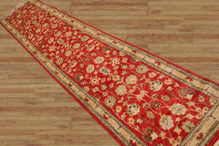 Runner Hand Knotted 100% Wool Chobi Peshawar Traditional Oriental Area Rug Red, Beige Color
