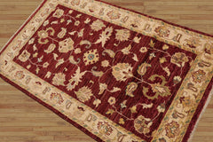 3x5 Hand Knotted 100% Wool Chobi Peshawar Traditional Oriental Area Rug Chocolate, Beige Color