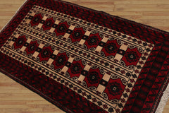 3x5 Hand Knotted 100% Wool Traditional Oriental Area Rug Red, Charcoal Color