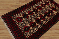 3x5 Hand Knotted 100% Wool Traditional Oriental Area Rug Red, Charcoal Color