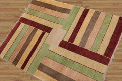 3x5 Hand Knotted 100% Wool Peshawar Modern & Contemporary Oriental Area Rug Beige, Rust Color