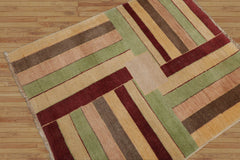 3x5 Hand Knotted 100% Wool Peshawar Modern & Contemporary Oriental Area Rug Beige, Rust Color