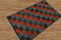 3x5 Hand Knotted 100% Wool Peshawar Modern & Contemporary Oriental Area Rug Orange, Blue Color