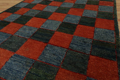 3x5 Hand Knotted 100% Wool Peshawar Modern & Contemporary Oriental Area Rug Orange, Blue Color