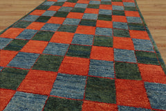 3x5 Hand Knotted 100% Wool Peshawar Modern & Contemporary Oriental Area Rug Orange, Blue Color