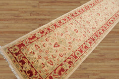 Runner Hand Knotted 100% Wool Chobi Peshawar Traditional Oriental Area Rug Beige, Rust Color