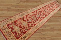 Runner Hand Knotted Persian 100% Wool Chobi Peshawar Traditional Oriental Area Rug Rust, Beige Color