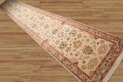 Runner Hand Knotted Persian 100% Wool Chobi Peshawar Traditional Oriental Area Rug Beige, Coral Color