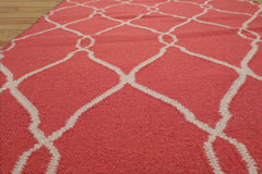 4x6 Hand Knotted Flatweave Kilim 100% Wool Kilim Modern & Contemporary Oriental Area Rug Coral, Beige Color