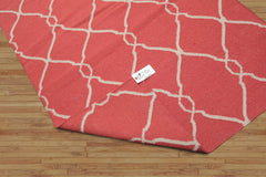 4x6 Hand Knotted Flatweave Kilim 100% Wool Kilim Modern & Contemporary Oriental Area Rug Coral, Beige Color