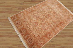 4x6 Hand Knotted 100% Wool Chobi Peshawar Traditional Oriental Area Rug Beige, Caramel Color