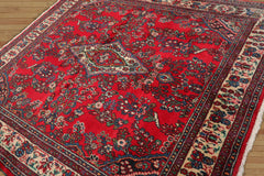 6x9 Hand Knotted 100% Wool Designer Traditional Oriental Area Rug Red, Ivory Color