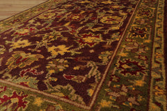 4x6 Hand Knotted 100% Wool Agra Traditional Oriental Area Rug Aubergine, Green Color