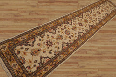 Runner Hand Knotted Persian 100% Wool Chobi Peshawar Traditional Oriental Area Rug Beige, Gold Color