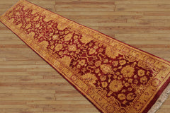 Runner Hand Knotted Persian 100% Wool Chobi Peshawar Traditional Oriental Area Rug Rusty Red, Gold Color