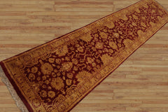 Runner Hand Knotted Persian 100% Wool Chobi Peshawar Traditional Oriental Area Rug Rusty Red, Gold Color
