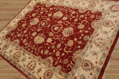 6x9 Hand Knotted Persian 100% Wool Chobi Peshawar Traditional Oriental Area Rug Rust, Ivory Color