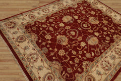 6x9 Hand Knotted Persian 100% Wool Chobi Peshawar Traditional Oriental Area Rug Rust, Ivory Color