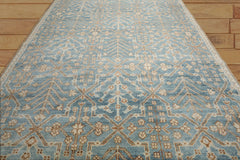 10 x 14  Aqua Beige Gray Color Hand Knotted All-Over 100% Wool Transitional Oriental Rug