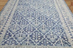 10 x 14  Blue Cream Gray Color Hand Knotted All-Over 100% Wool Transitional Oriental Rug