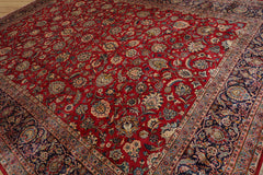 Palace Hand Knotted Persian 100% Wool Kashan Traditional Oriental Area Rug Red, Midnight Blue Color