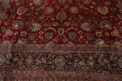 Palace Hand Knotted Persian 100% Wool Kashan Traditional Oriental Area Rug Red, Midnight Blue Color