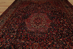 Palace Hand Knotted Persian 100% Wool Traditional Oriental Area Rug Midnight Blue , Coral Color