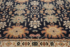 10 x 14  Navy Beige Mint Color Hand Knotted All-Over 100% Wool Transitional Oriental Rug