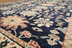 8 x 10  Navy Beige Mint Color Hand Knotted All-Over 100% Wool Transitional Oriental Rug