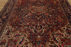 8x10 Hand Knotted 100% Wool Heriz Traditional Oriental Area Rug Rust, Midnight Blue Color