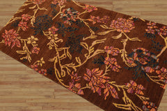 4x6 Hand Knotted Tibetan 100% Wool Michaelian & Kohlberg Traditional Oriental Area Rug Brown, Gold Color