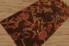 4x6 Hand Knotted Tibetan 100% Wool Michaelian & Kohlberg Traditional Oriental Area Rug Brown, Gold Color