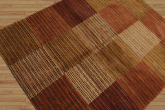 3x5 Hand Knotted Tibetan 100% Wool Michaelian & Kohlberg Checked Oriental Area Rug Rust, Gold Color