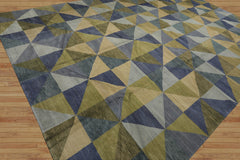 10x14 Hand Knotted Tibetan 100% Wool Michaelian & Kohlberg Traditional Oriental Area Rug Blue, Sage Color