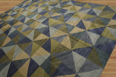 10x14 Hand Knotted Tibetan 100% Wool Michaelian & Kohlberg Traditional Oriental Area Rug Blue, Sage Color