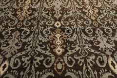 8x10 Hand Knotted Tibetan 100% Wool Transitional Oriental Area Rug Brown,Slate Color