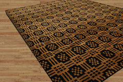 8x10 Hand Knotted Tibetan 100% Wool Michaelian & Kohlberg Traditional Oriental Area Rug Black, Gold Color