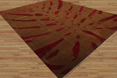 9x12 Hand Knotted Tibetan 100% Wool Michaelian & Kohlberg Modern & Contemporary Oriental Area Rug Brown,Rusty Red Color