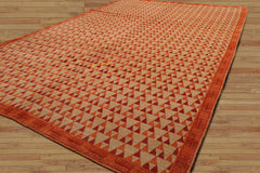 6x9 Hand Knotted Tibetan 100% Wool Michaelian & Kohlberg Modern & Contemporary Oriental Area Rug Beige, Orange Color