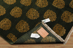 6x9 Hand Knotted Tibetan 100% Wool Damask Traditional Oriental Area Rug Green, Gold Color