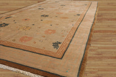 6x9 Hand Knotted Tibetan 100% Wool Art Deco Traditional Oriental Area Rug Beige, Peach Color