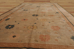 6x9 Hand Knotted Tibetan 100% Wool Art Deco Traditional Oriental Area Rug Beige, Peach Color