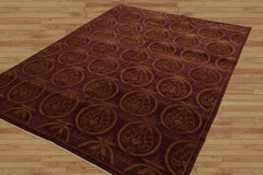 6x9 Hand Knotted Tibetan 100% Wool Michaelian & Kohlberg Transitional Oriental Area Rug Aubergine, Brown Color