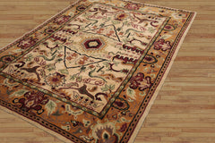 5x7 Hand Knotted Tibetan 100% Wool Traditional Oriental Area Rug Beige, Tan Color