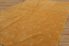 4x6 Hand Knotted Tibetan 100% Wool Michaelian & Kohlberg Swiss Wash Oriental Area Rug Gold, Beige Color